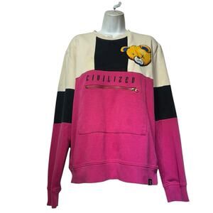 Civilized crewneck sweatshirt with embroidered bear sTAINED